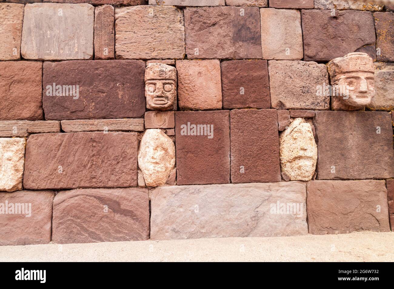 Detail of Kalasasaya structure at Tiwanaku (Tiahuanaco), Pre-Columbian archaeological site, Bolivia Stock Photo