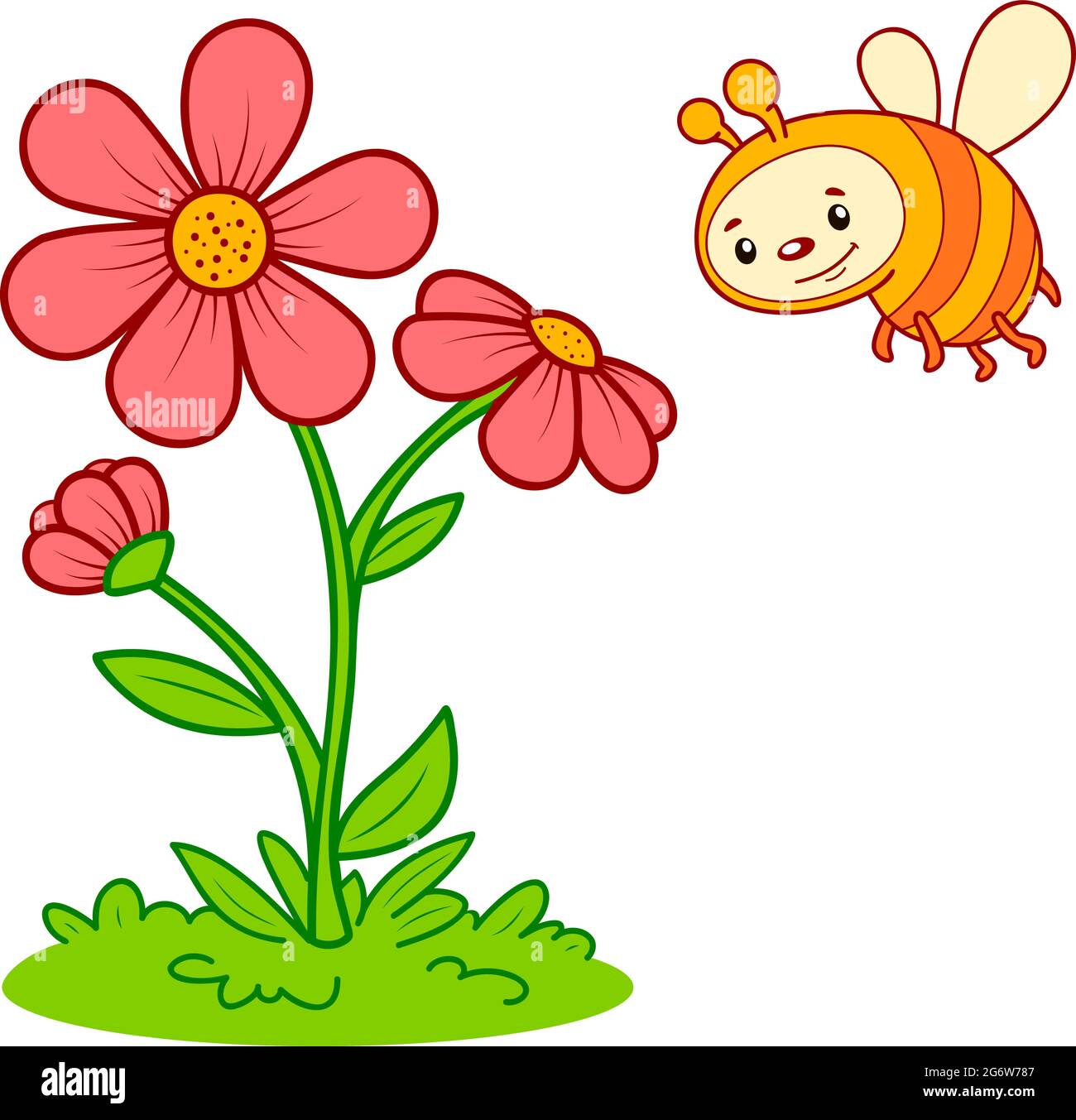 Cute bee cartoon. Bee and flower clipart vector illustration Stock Vector  Image & Art - Alamy
