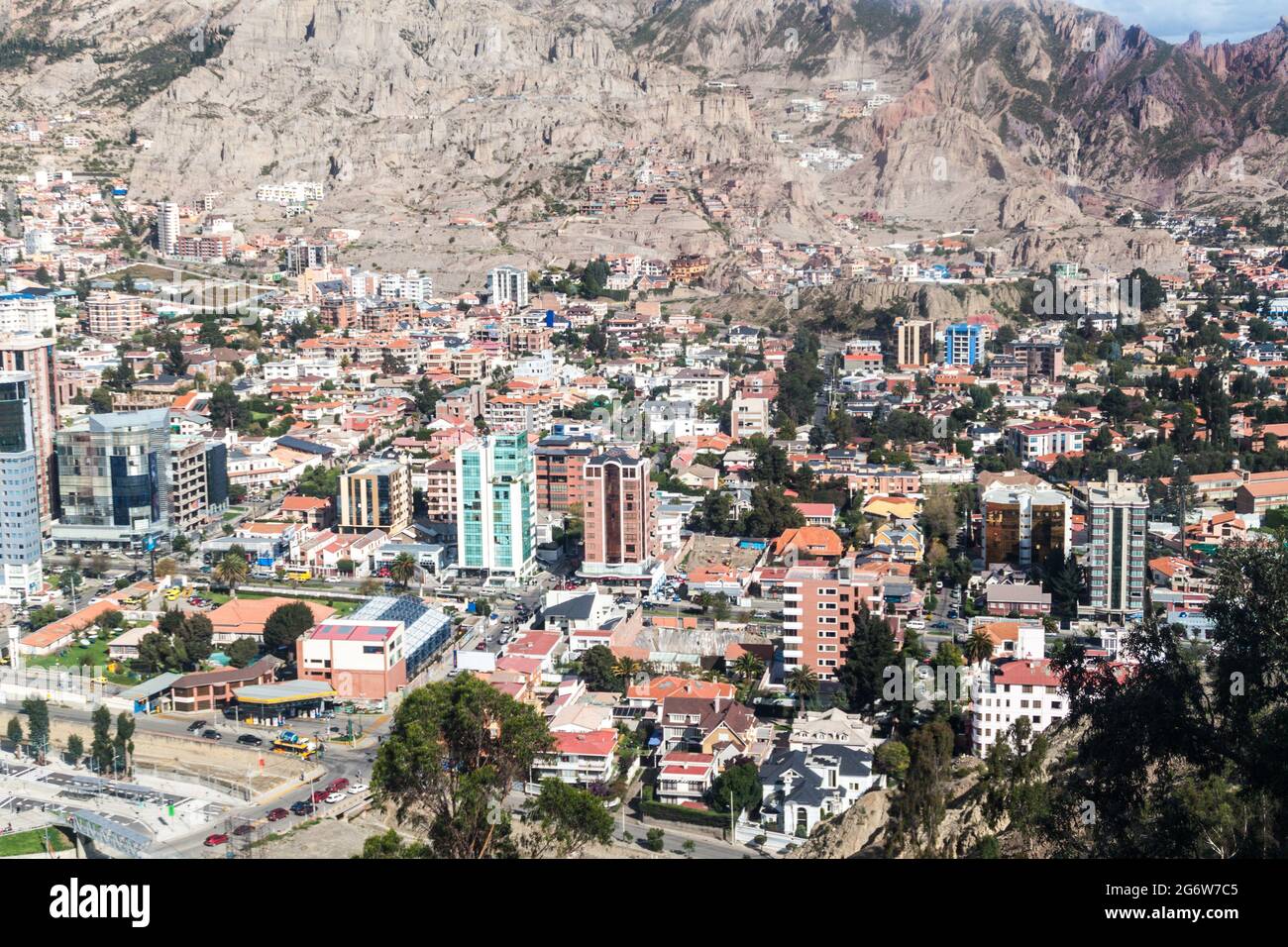 Zona Sur (Southern Zone), modern neighborhood of La Paz, Bolivia Stock ...