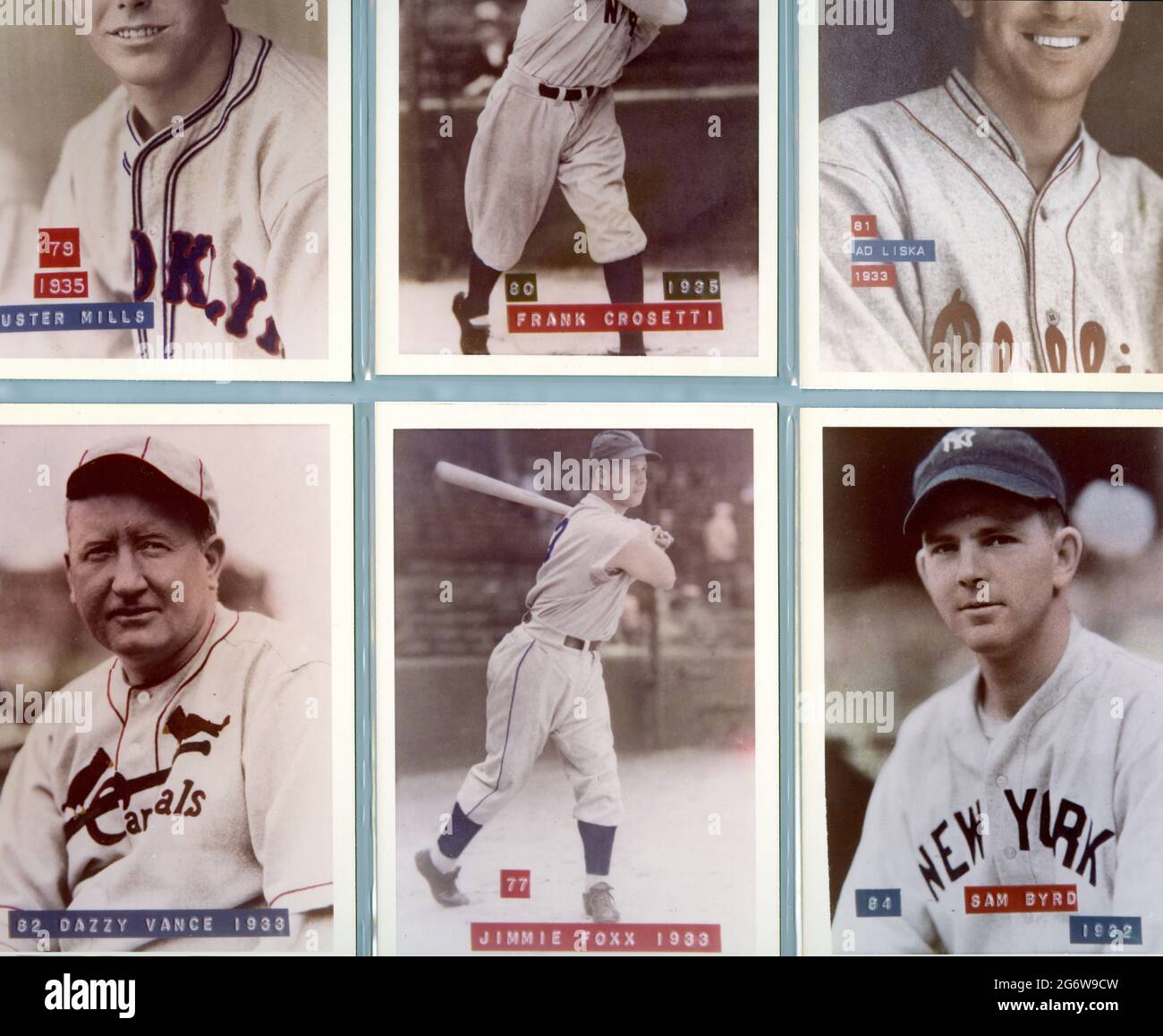 A collection of antique photos of baseball players form the 1930s Stock Photo