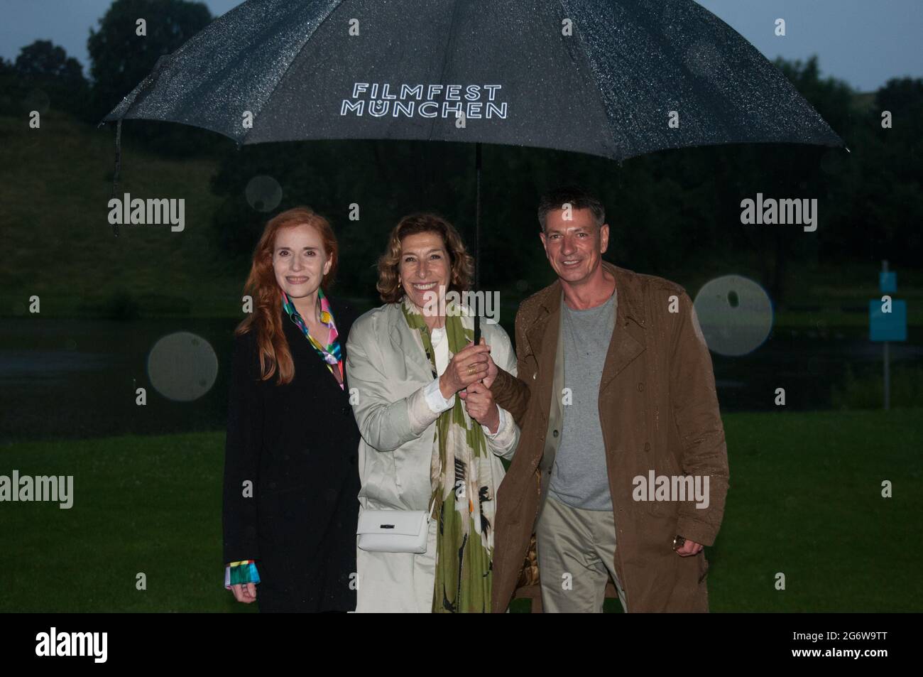 Adele Neubauer, Sibylle Canonica and Dirk Kummer seen before the premiere screening of their film 'Faltenfrei' at Filmfest München 2021 Stock Photo