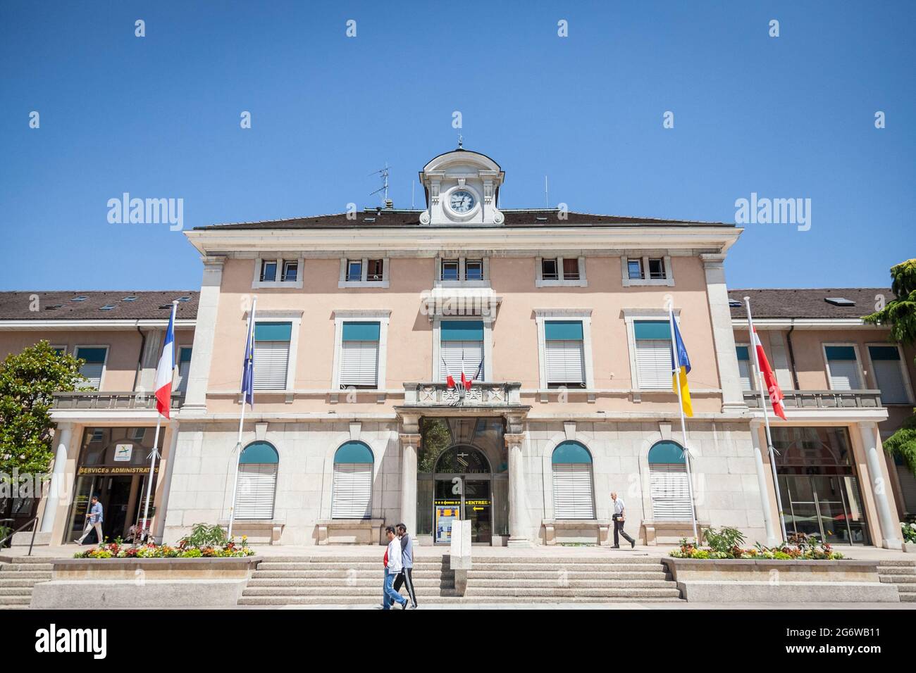 Picture of the Mairie D'annemasse city hall in Annemasse, France. Annemasse is a commune in the Haute-Savoie department in the Auvergne-Rhône-Alpes re Stock Photo