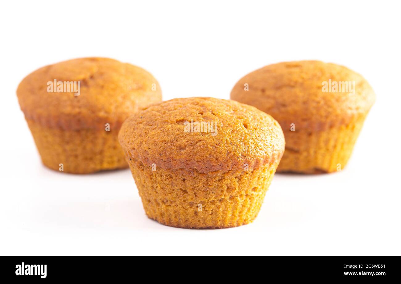 Pumpkin Spice Muffins Isolated on a White Background Stock Photo