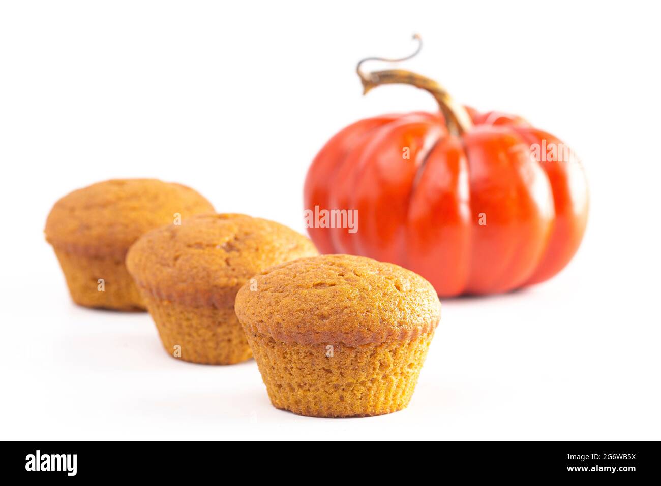 Pumpkin Spice Muffins Isolated on a White Background Stock Photo