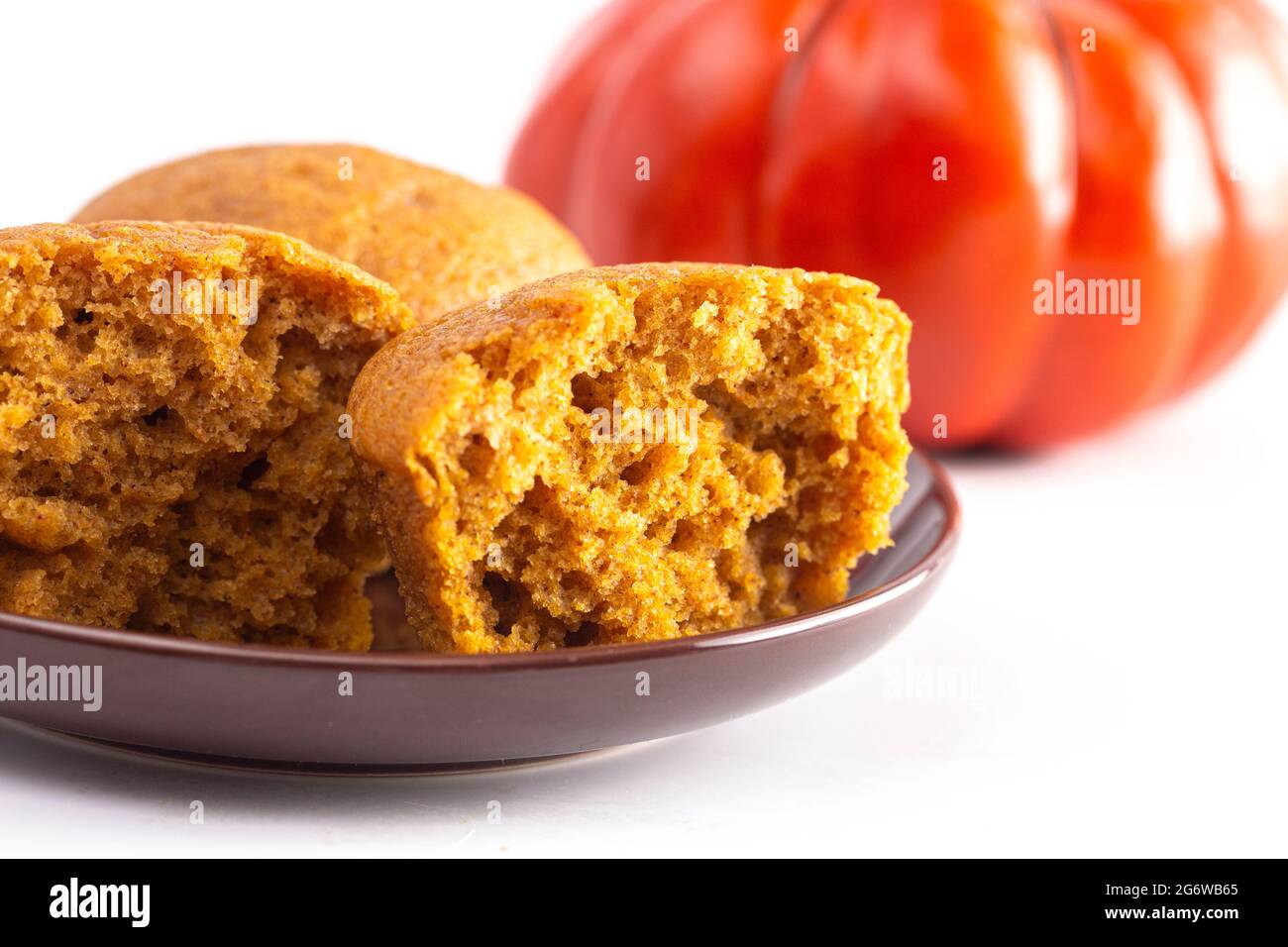 Pumpkin Spice Muffins Isolated on a White Background Stock Photo
