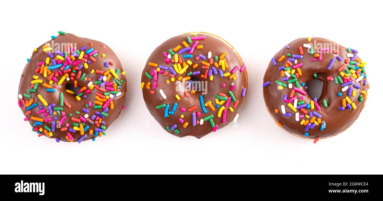 Chocolate donut rainbow sprinkles hires stock photography and images