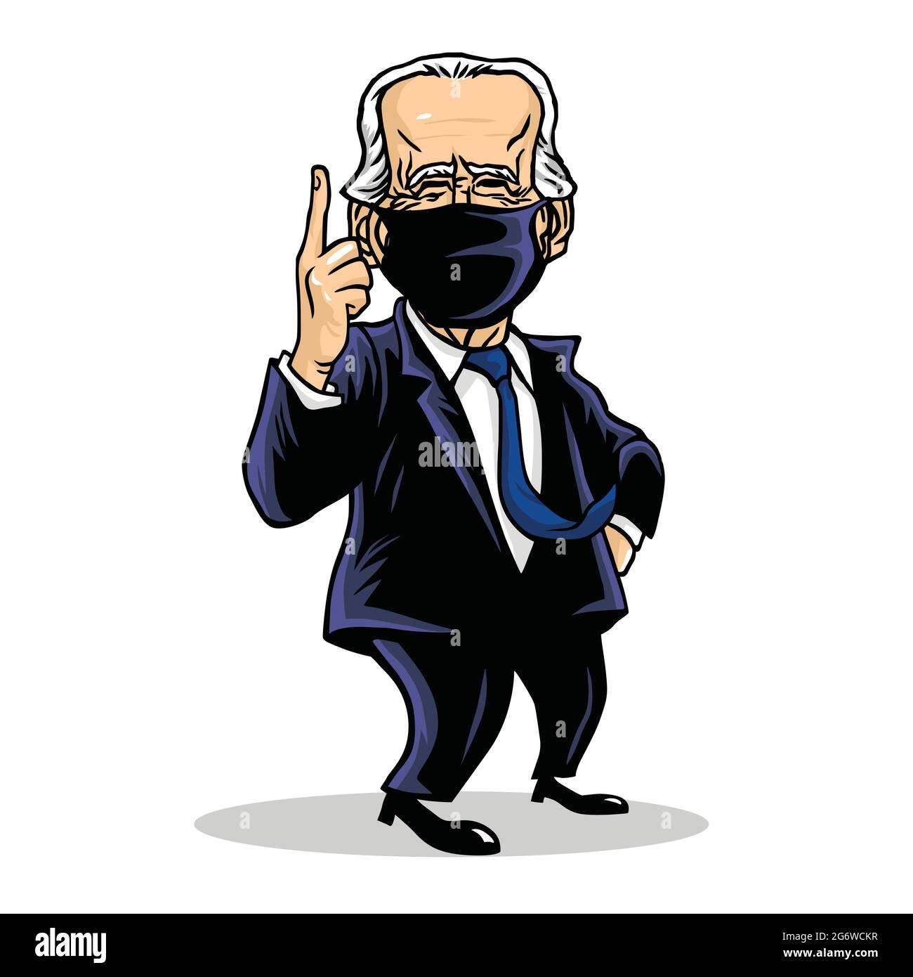 Joe Biden President of US United States of America Wearing Mask Cartoon Caricature Vector Drawing Illustration. Washington, April 27 , 2021 Stock Vector