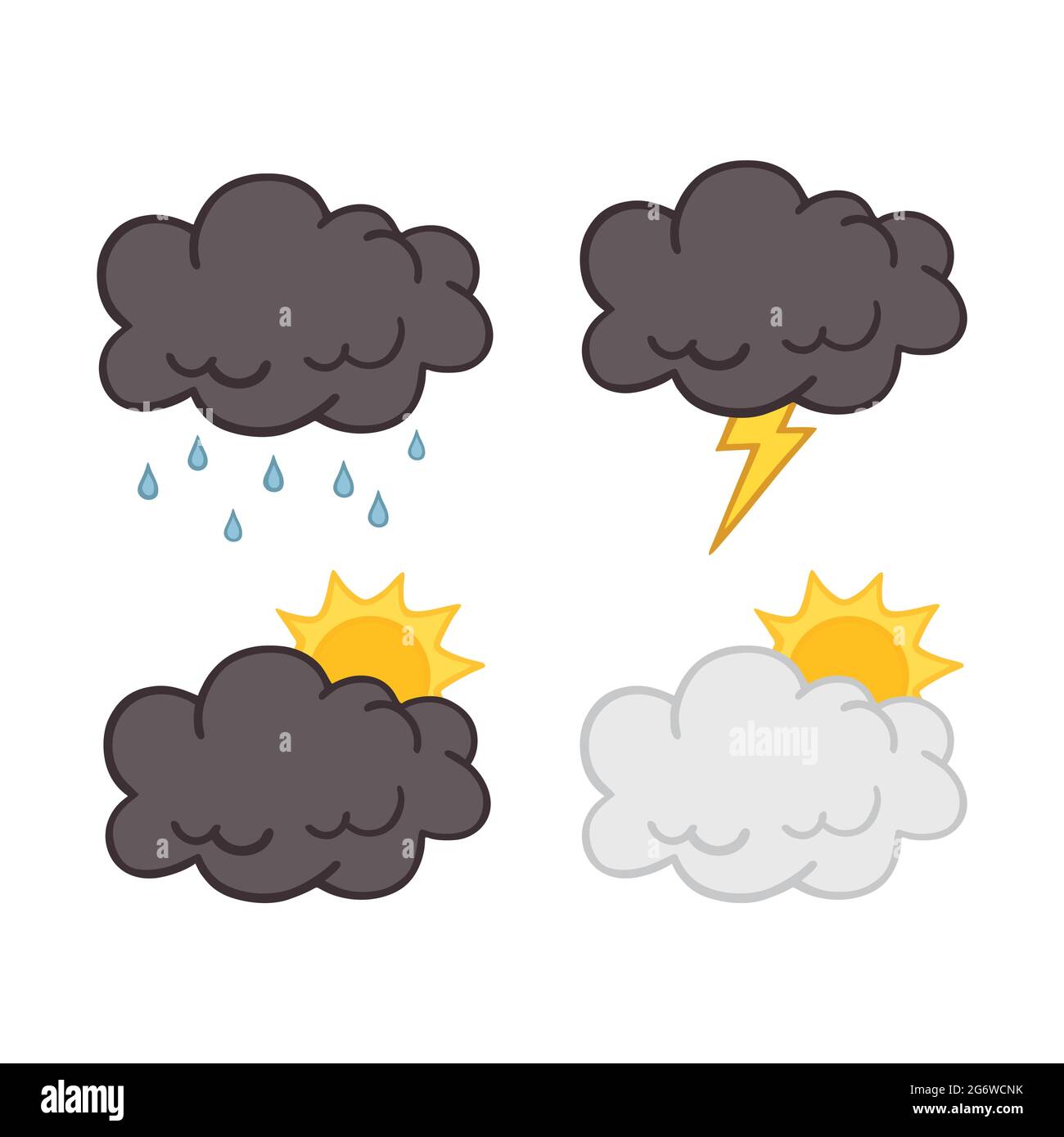 Cloud Set Weather Element Set Collection Flat Design Stock Vector Image ...