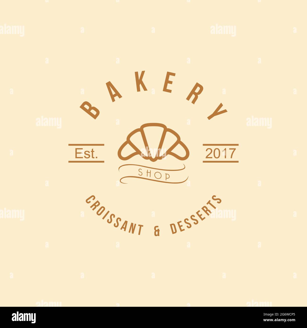 Croissant and Desserts Logo, Bakery Logo Vintage Design Vector ...