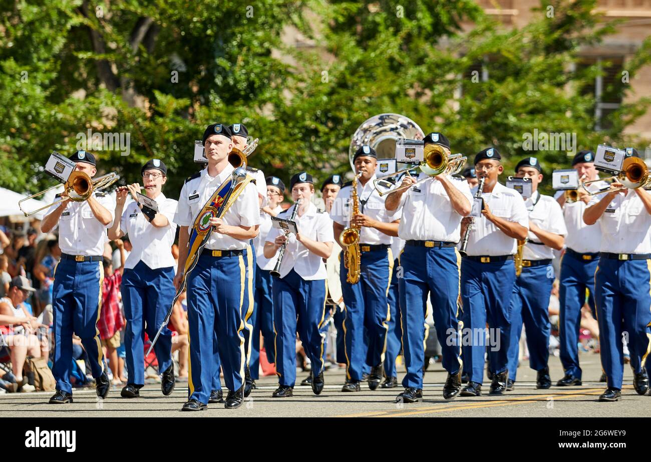 Prescott, Arizona, USA July 3, 2021 Army National Guard Marching