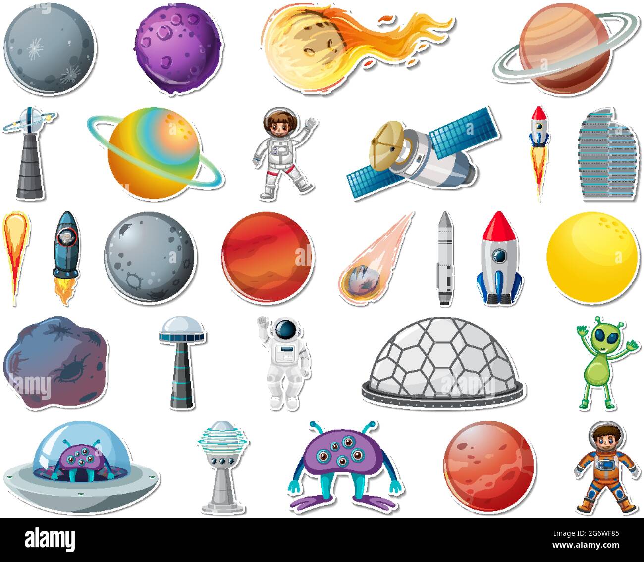 Sticker Character Solar System Set of stickers with Solar system objects isolated illustration Stock ...