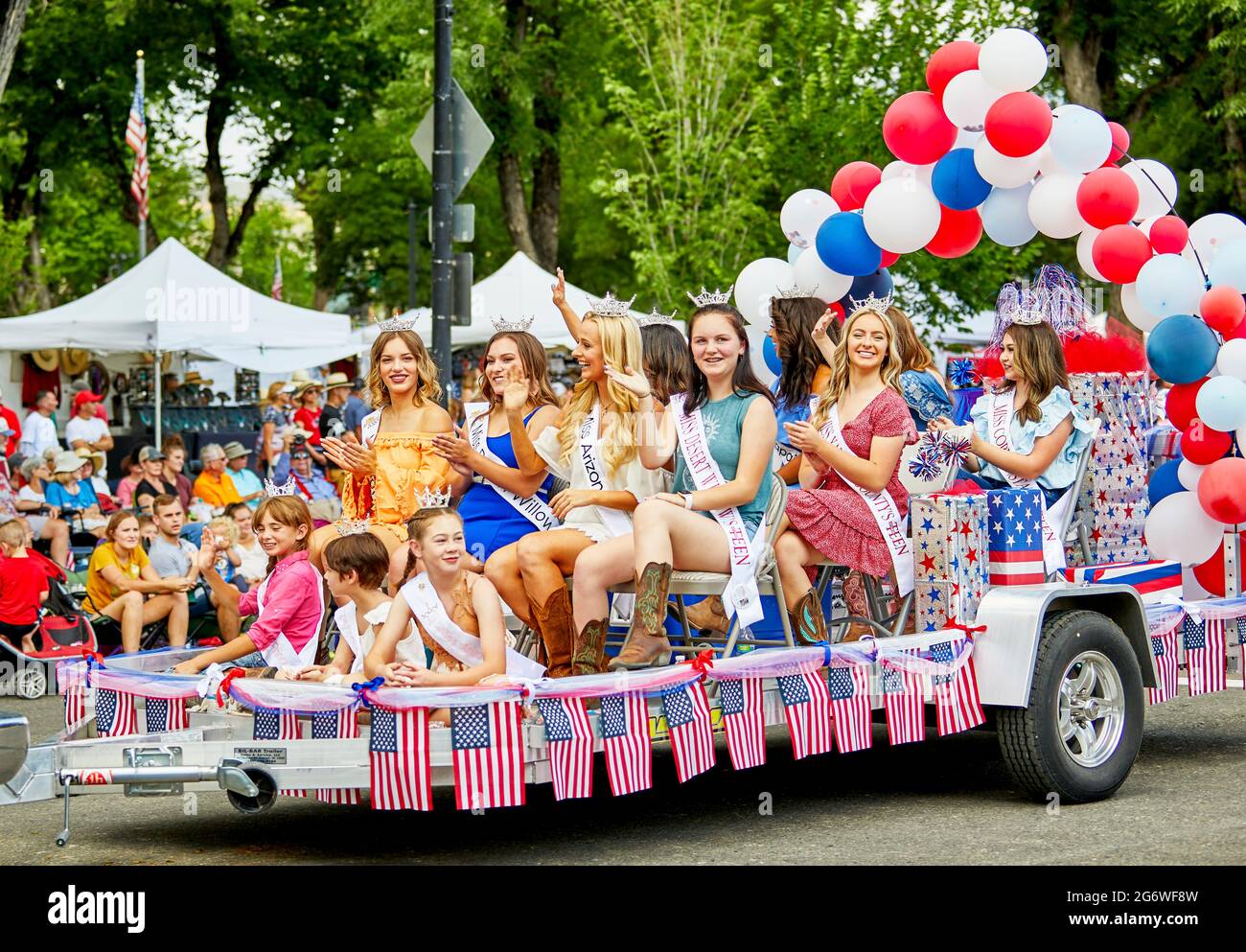 Prescott, Arizona, USA July 3, 2021 Miss Arizona Teens riding in a