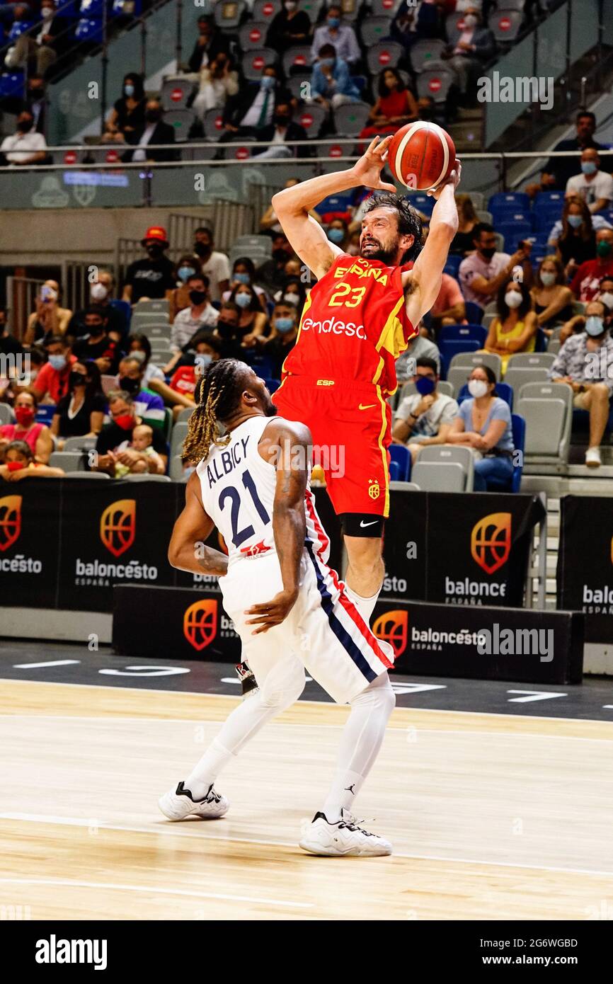 Malaga, Spain. 08th July, 2021. Sergio Llull seen in action during a  friendly basketball match between Spain and France at Palacio de los  Deportes Jose Maria Martin Carpena in Malaga. (Final Score;
