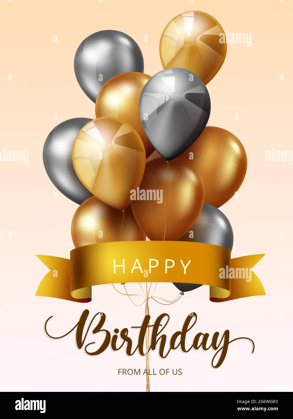 Birthday balloons vector design. Happy birthday greeting text with ...