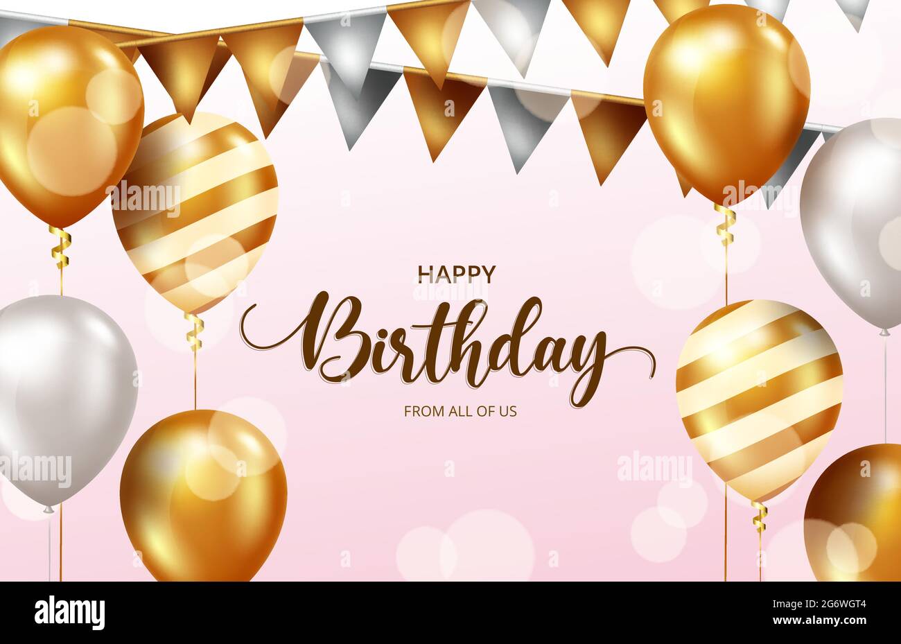 Happy birthday vector background design. Happy birthday greeting text with  elegant balloons and pennants celebrating elements in bokeh effect Stock  Vector Image & Art - Alamy