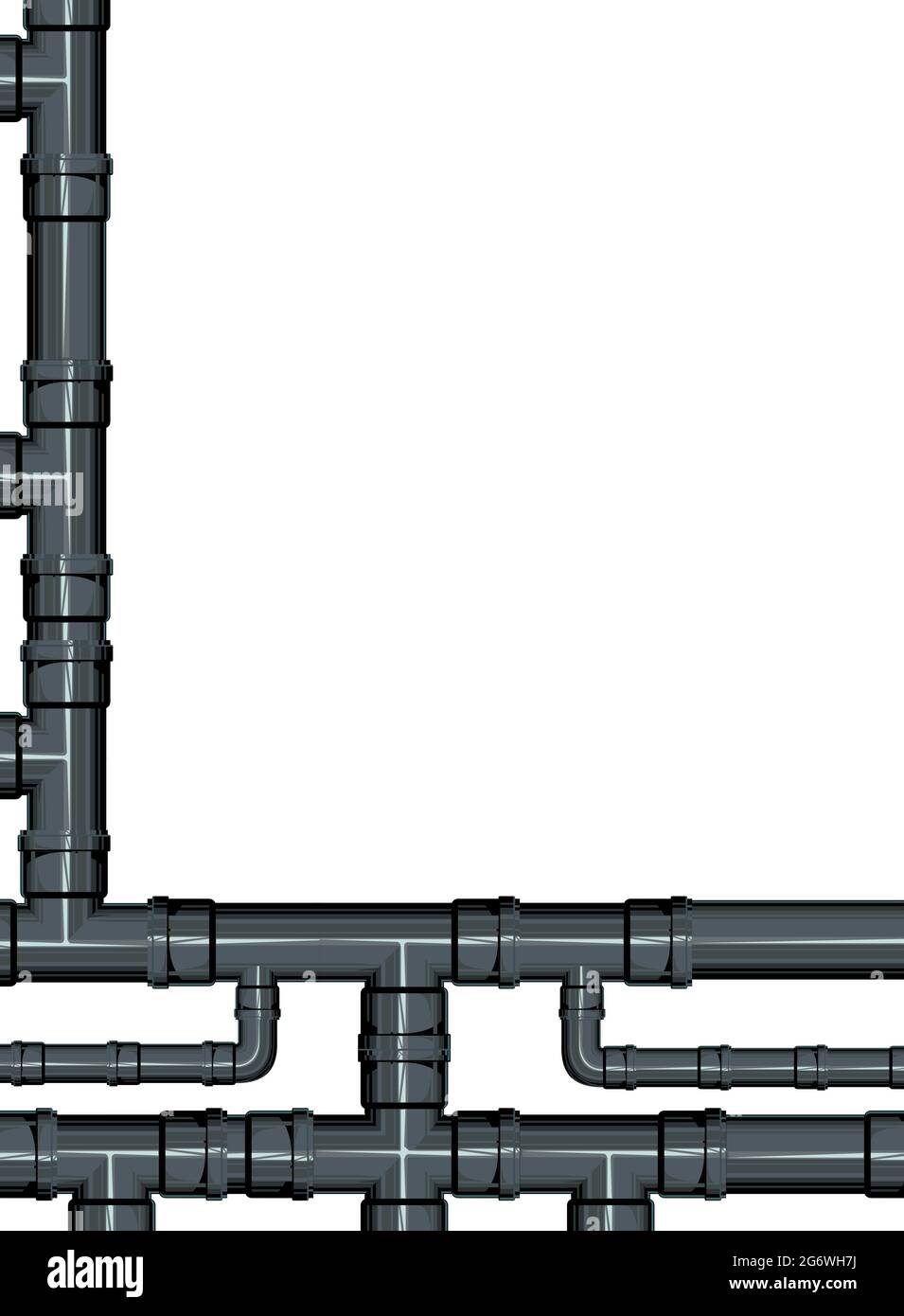 Sewerage. Water fittings. Pipeline for various purposes. Illustration frame isolated on background vector. Stock Vector