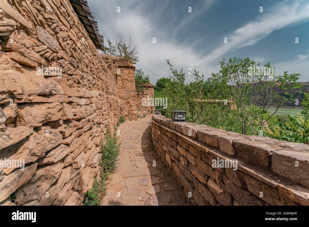 Ancient buildings, cave dwelling in the Yellow River Source, Laoniu Bay in Pianguan, Shanxi China Stock Photo