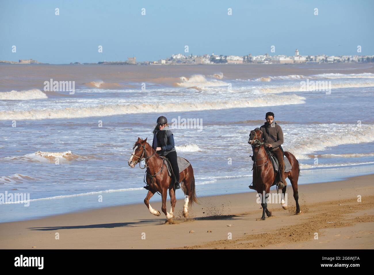 MOROCCO. THE SOUTH, ESSAOUIRA. 8KL DOWN SOUTH, THE BEACH OF DIABAT IS FAMOUS FOR ITSCAFE JIMMY HENDRIX WHO LIVED HERE FORT A WHILE IN THE 70IES. THE B Stock Photo