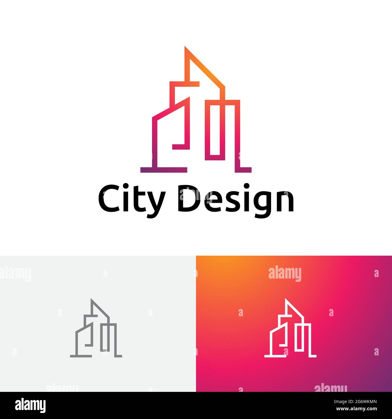 City Building Design Construction Architect Line Logo Stock Vector