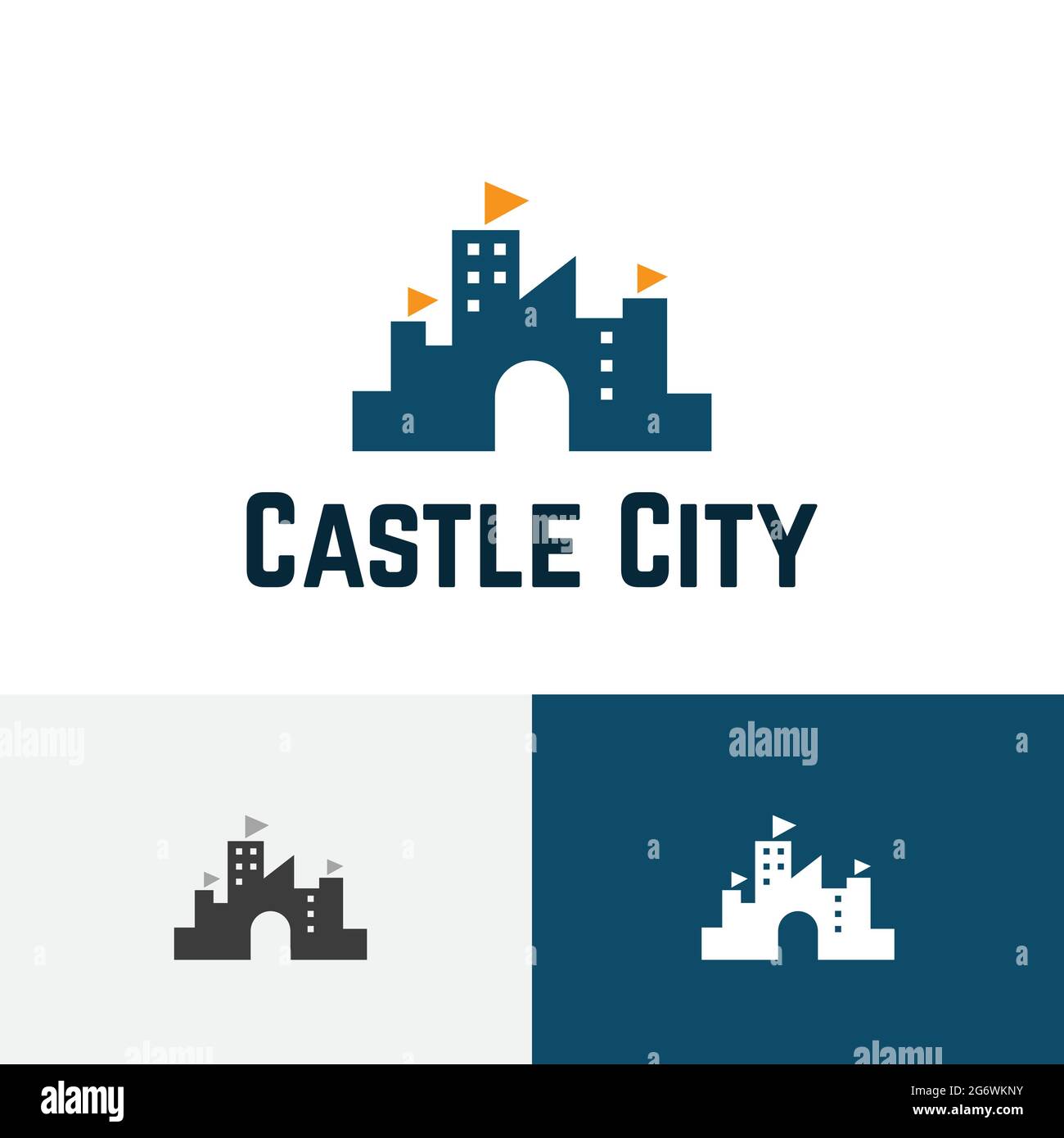 Castle City Building Fort Kingdom Real Estate Logo Stock Vector