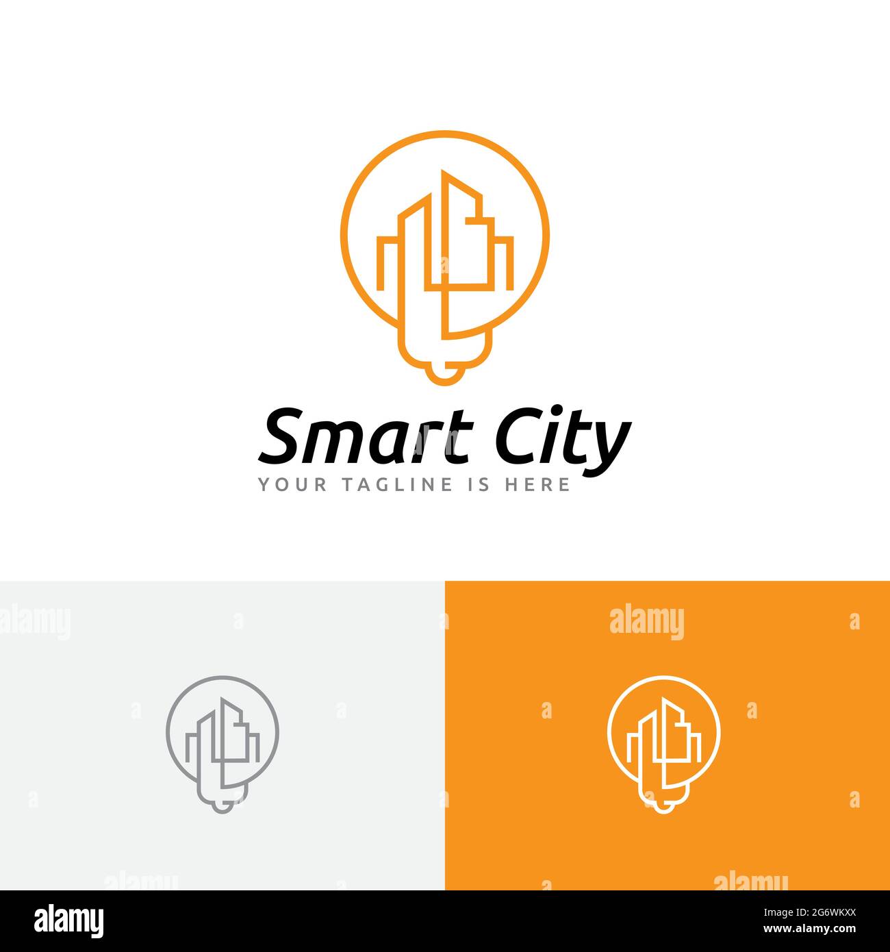 Smart City Building Technology Light Creative Idea Logo Stock Vector