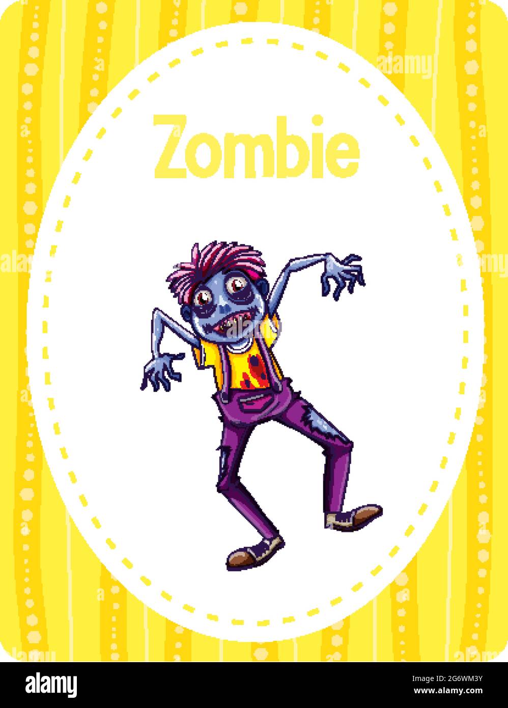 Vocabulary flashcard with word Zombie illustration Stock Vector Image