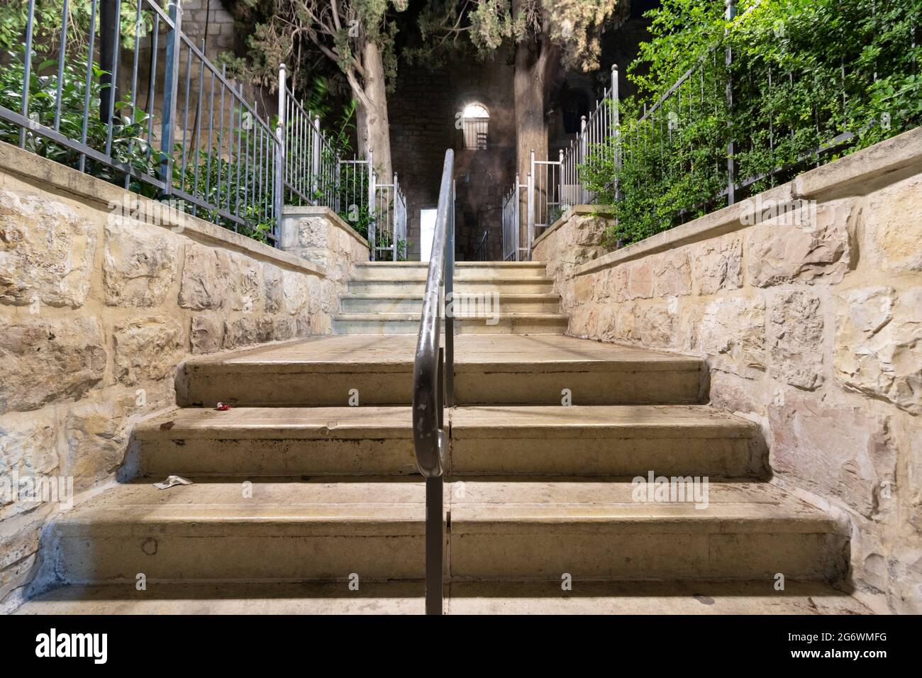 The stairs at the entrance to King David's tomb in the Old City of Jerusalem Stock Photo