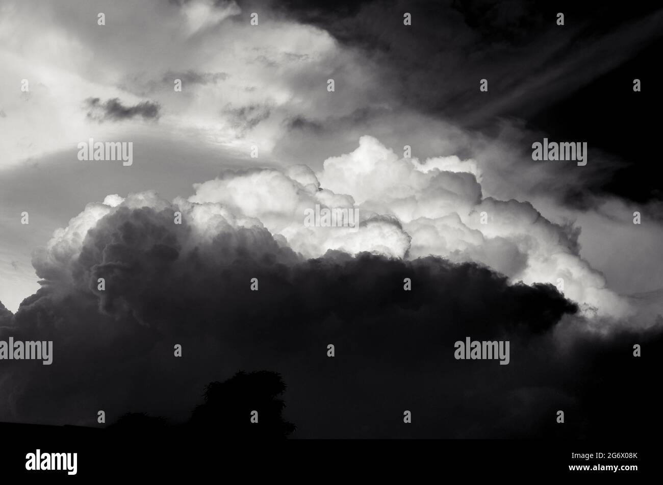 Grayscale shot of a dark cloudy sky Stock Photo - Alamy