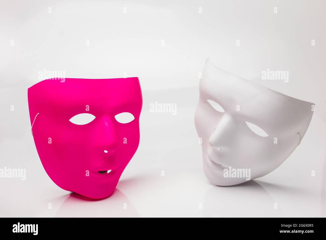 Mask or mask for fancy dress parties, carnival and special parties. To cover the face, to disguise oneself for a party. Inexpressive masks Stock Photo