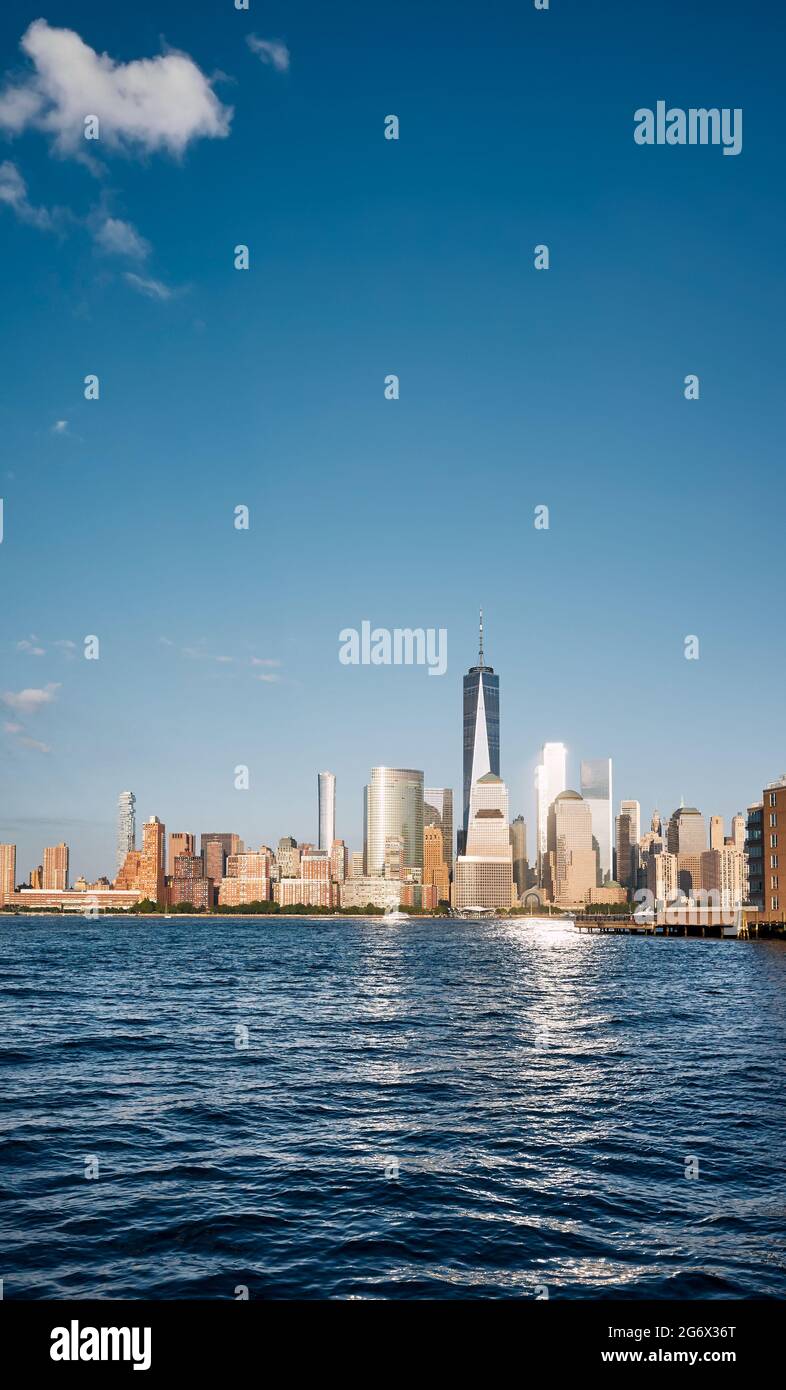 New York City skyline at sunset, USA Stock Photo - Alamy