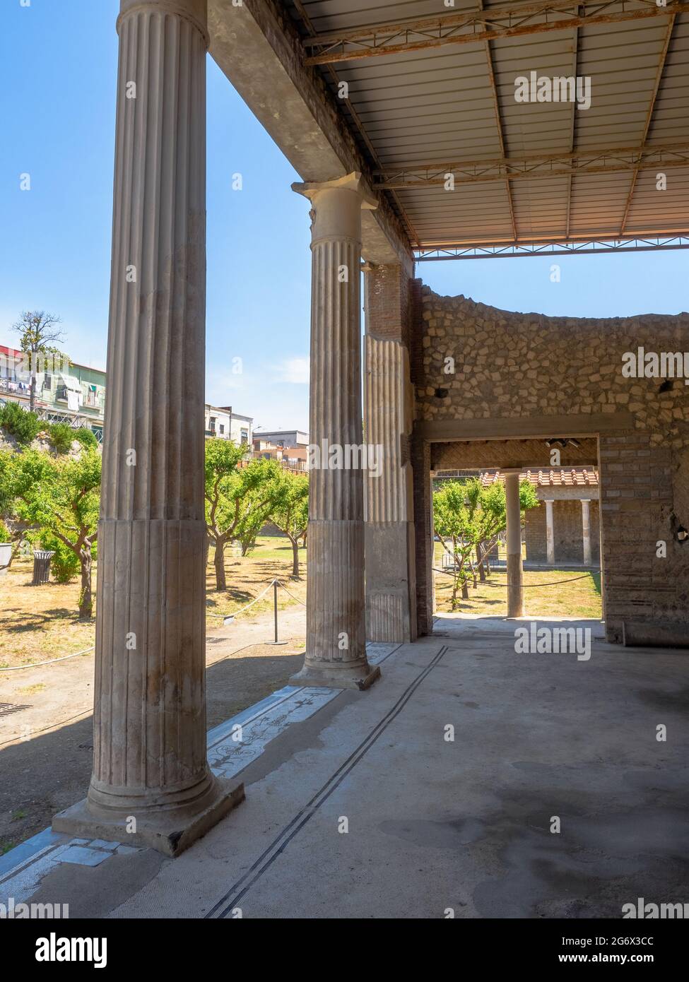 Columns in the Viridarium (ornamental garden) - Oplontis known as Villa Poppaea in Torre Annunziata - Naples, Italy Stock Photo
