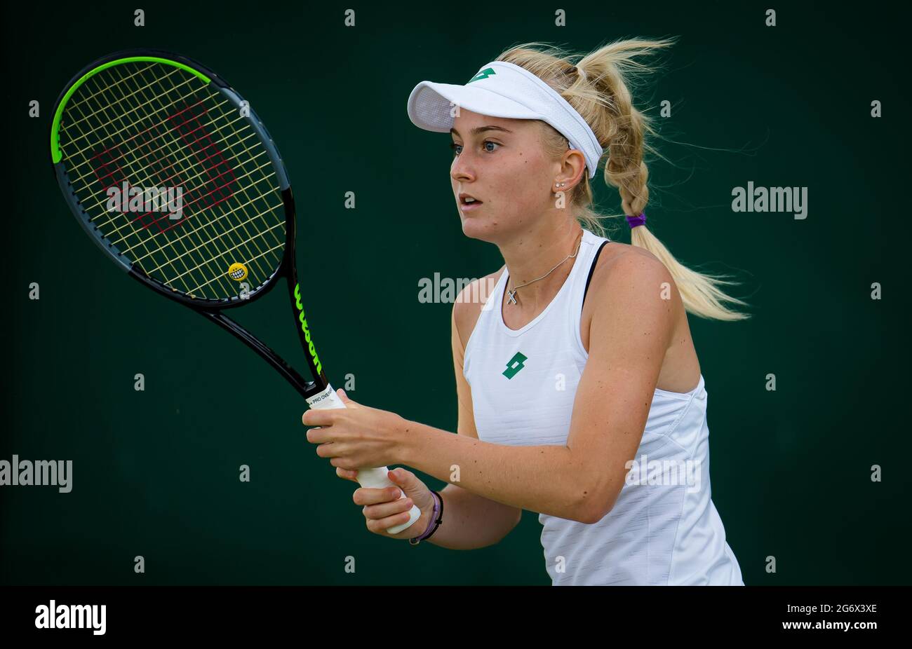 Polina Kudermetova of Russia in action during the Juniors competition at  The Championships Wimbledon 2021, Grand Slam tennis tournament on July 8,  2021 at All England Lawn Tennis and Croquet Club in