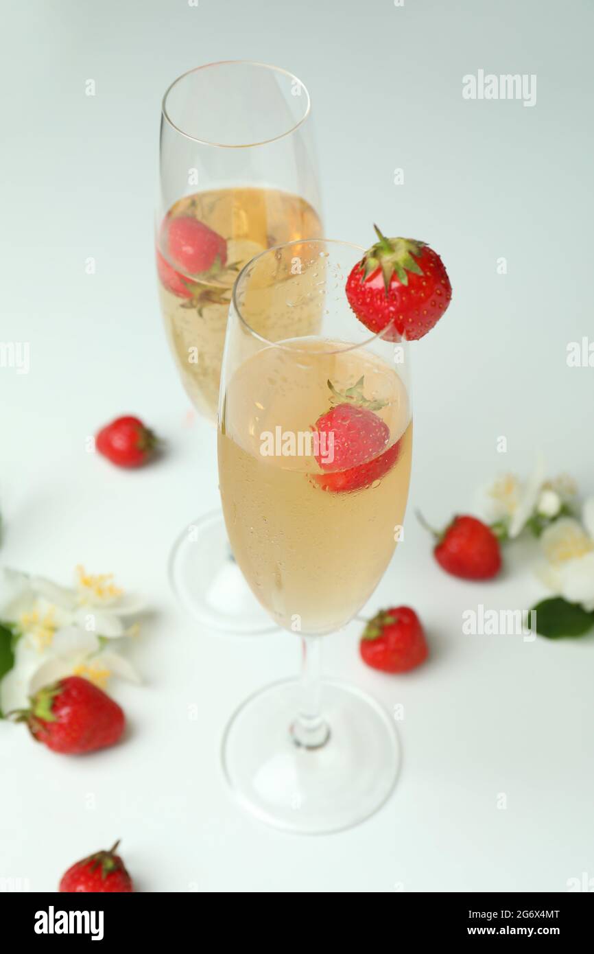 Concept Of Delicious Drink With Rossini Cocktail On White Table Stock Photo Alamy