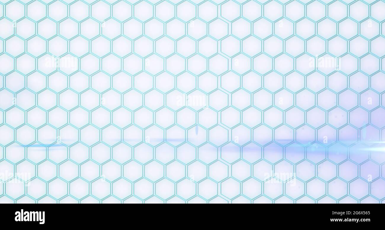 Image of network of interconnected glowing blue hexagons Stock Photo ...