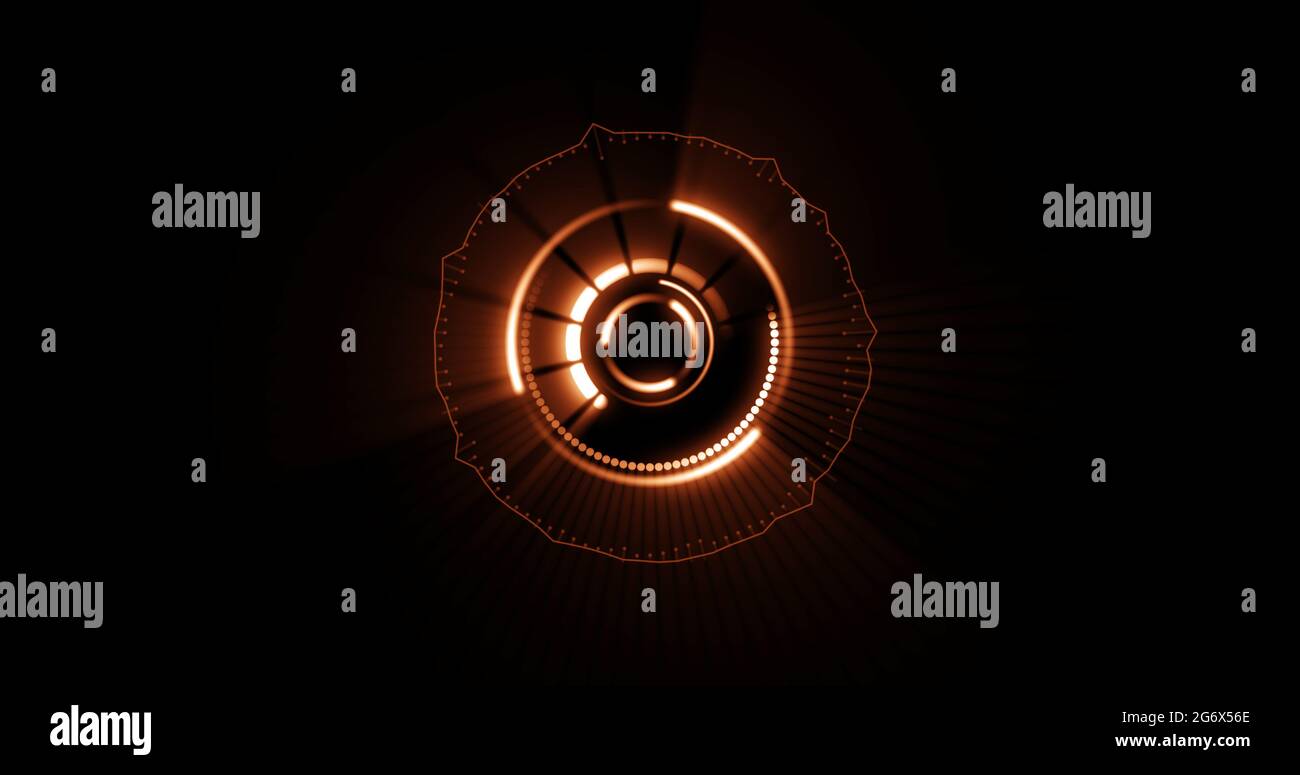 Image of hypnotic motion of glowing orange concentric circles Stock ...