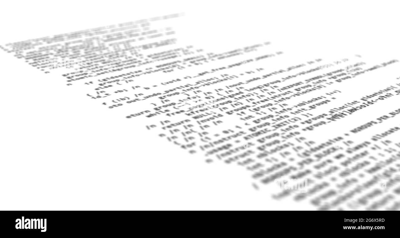 Computer codes are projected on the screen while it is being typed or ...