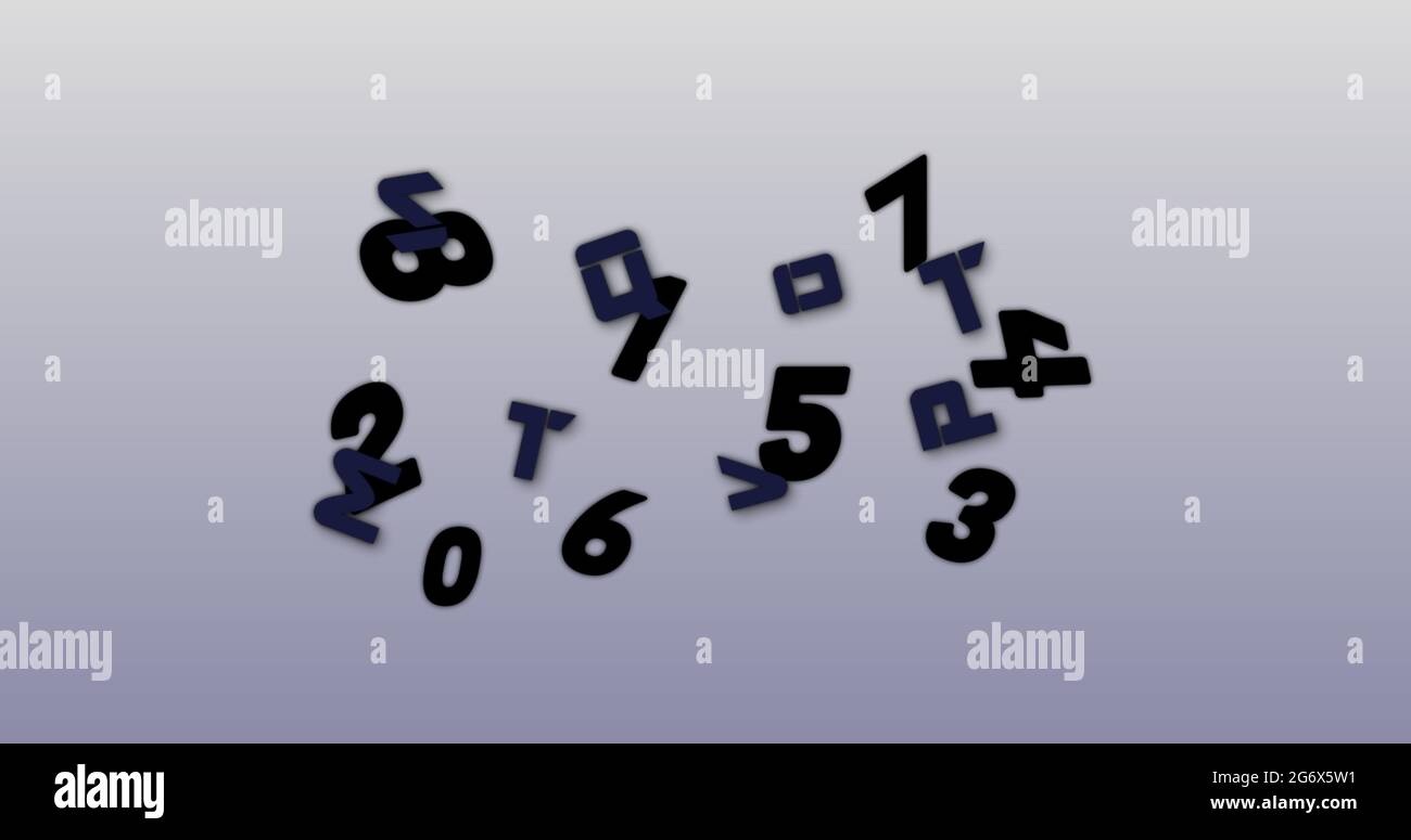Random numbers and alphabets moving and changing against grey background Stock Photo