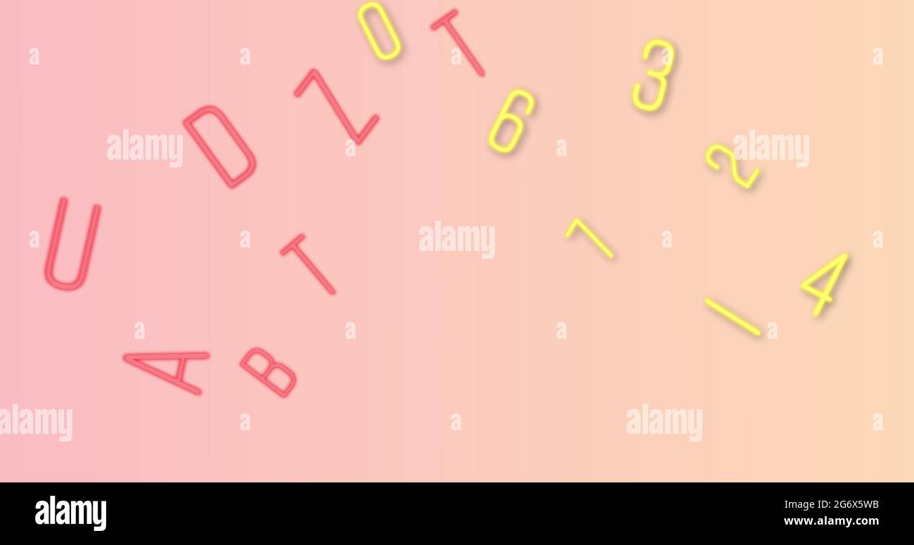 A group of numbers colored yellow and a group of letters colored red