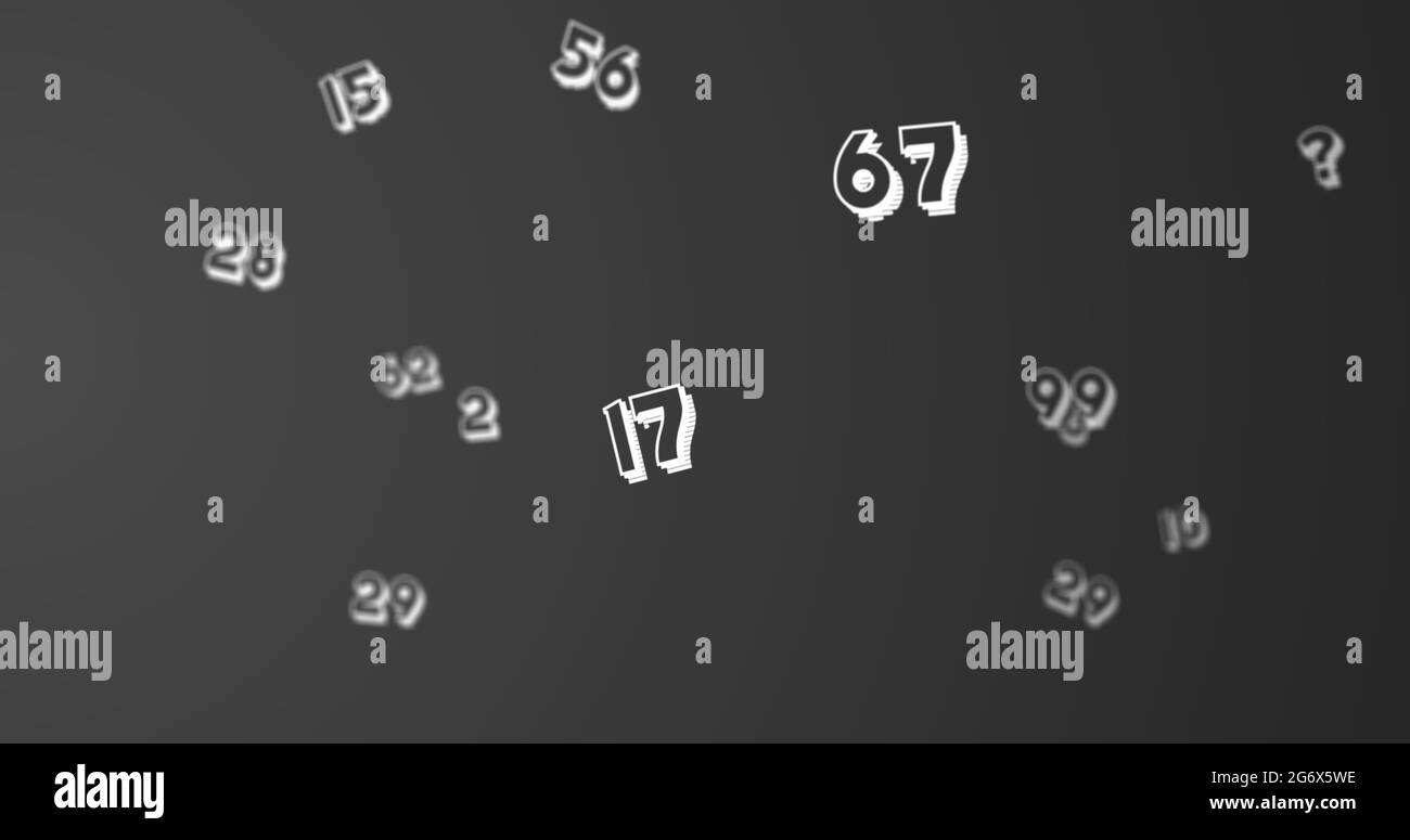 Random numbers, figures, and symbols move towards the left in a vast and empty space Stock Photo