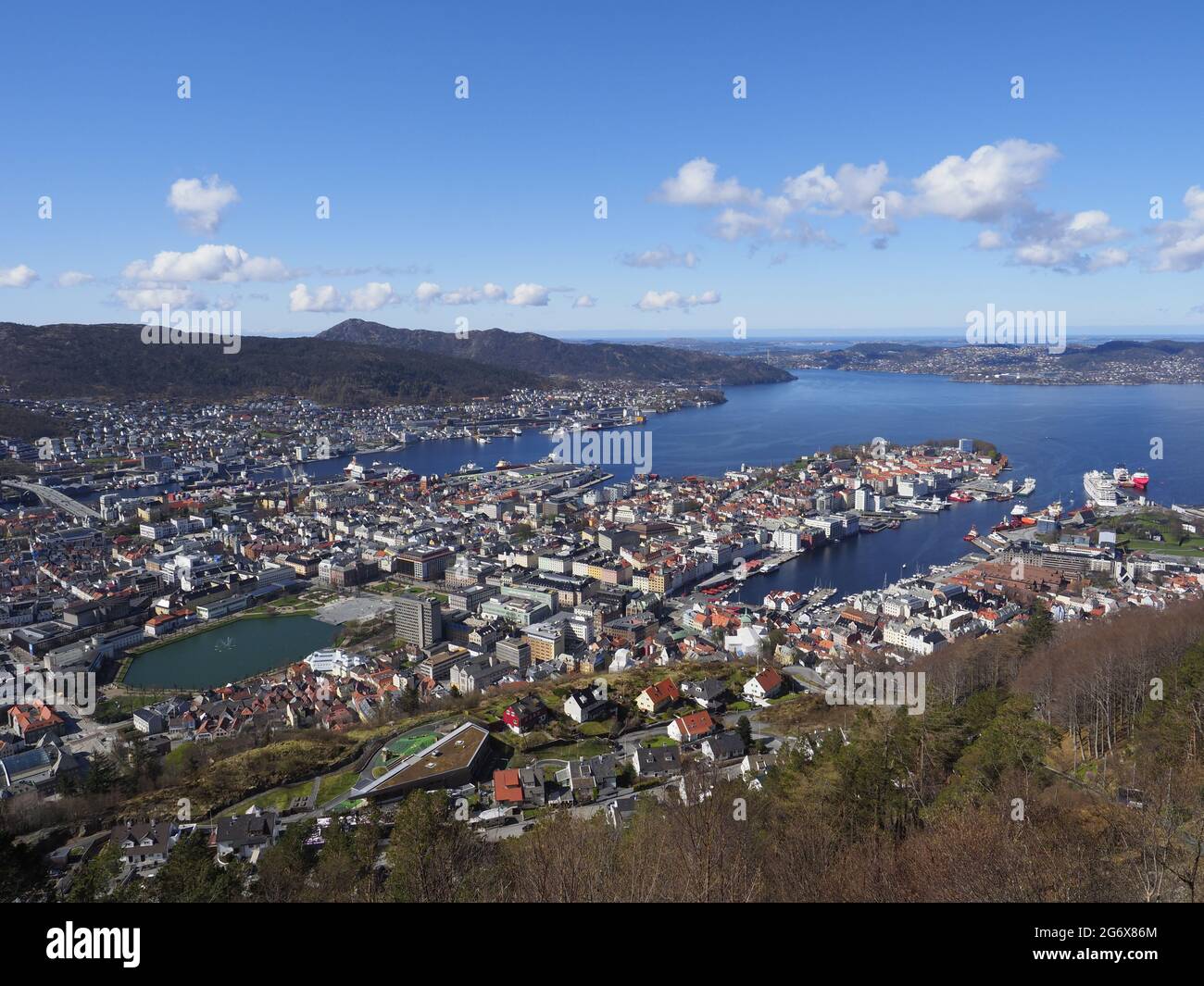 Panoramic view of the port and cruise holiday destination of Bergen Norway Stock Photo