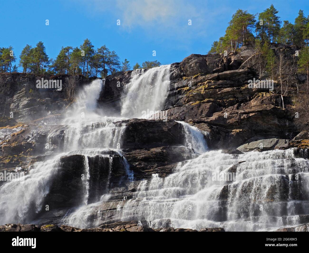 Tvindefossen waterfall and nature reserve near Voss in Norway Stock Photo