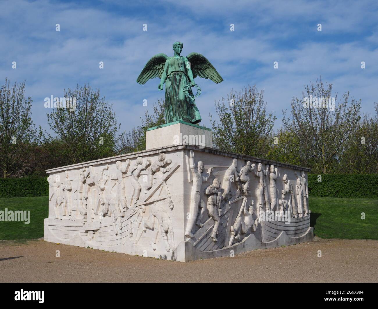 The Maritime Monument, located at Langelinie, is a maritime memorial in Copenhagen, Denmark, complete with plinth Stock Photo
