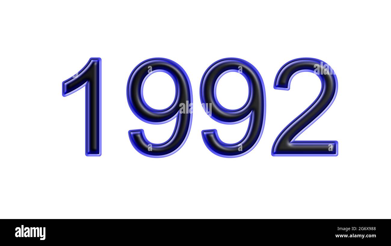 blue 1992 number 3d effect white background Stock Photo - Alamy