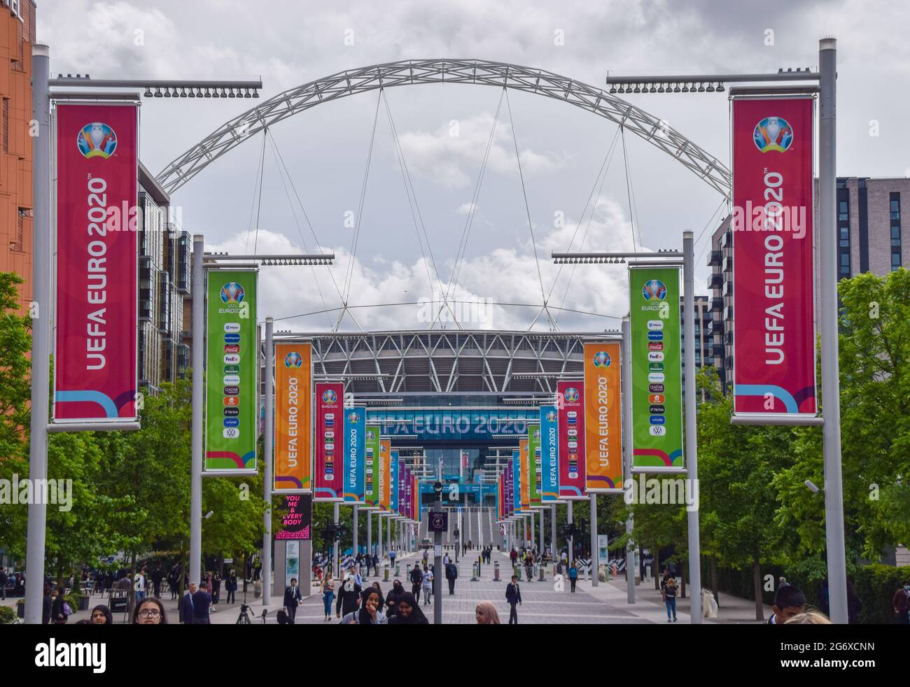 UEFA Euro 2020 banners and signs outside Wembley Stadium. London ...