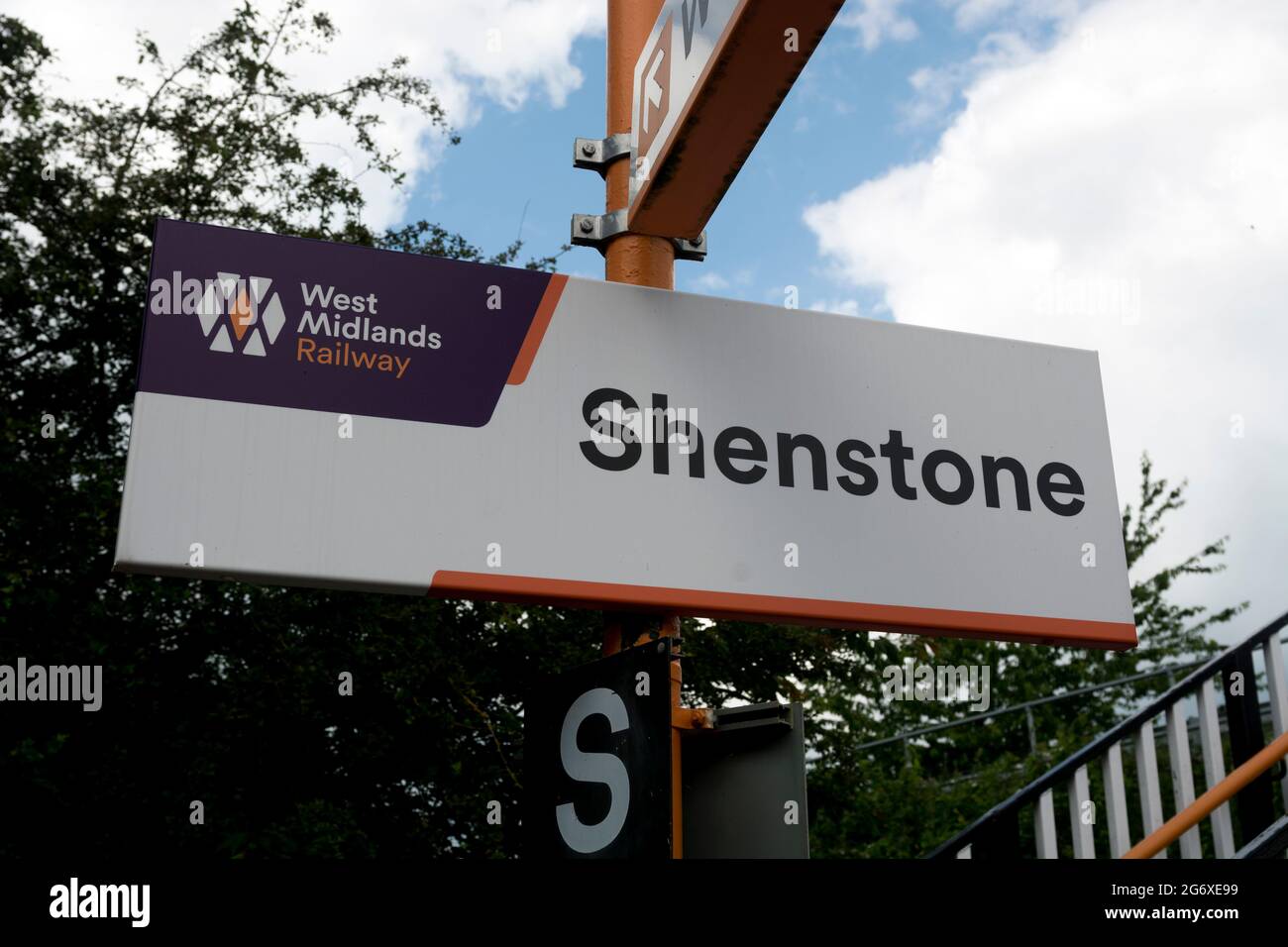 Shenstone railway station sign, Staffordshire, England, UK Stock Photo