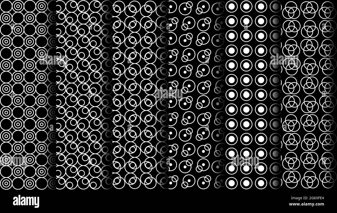 Set of Black and White Seamless Patterns. Trendy Ornaments. Rounded ...