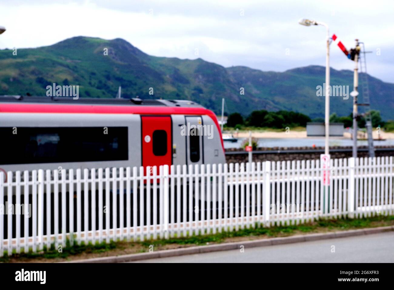 Train at Deganwy Station North Wales Stock Photo