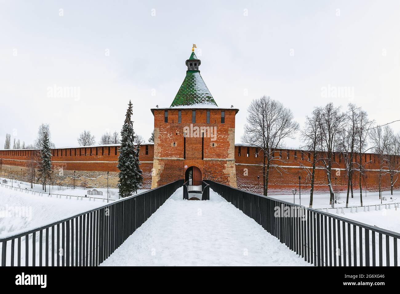 Kremlin is a fortress in the historic city center of Nizhny Novgorod in Russia. Winter. Stock Photo