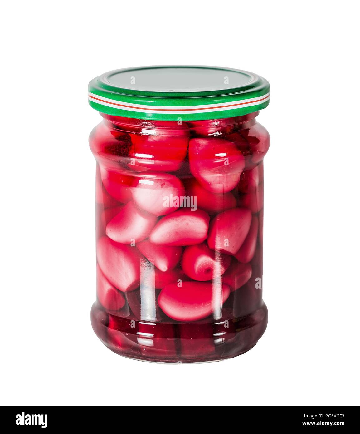 Tinned garlic with beet in a glass jar isolated on white Stock Photo Alamy