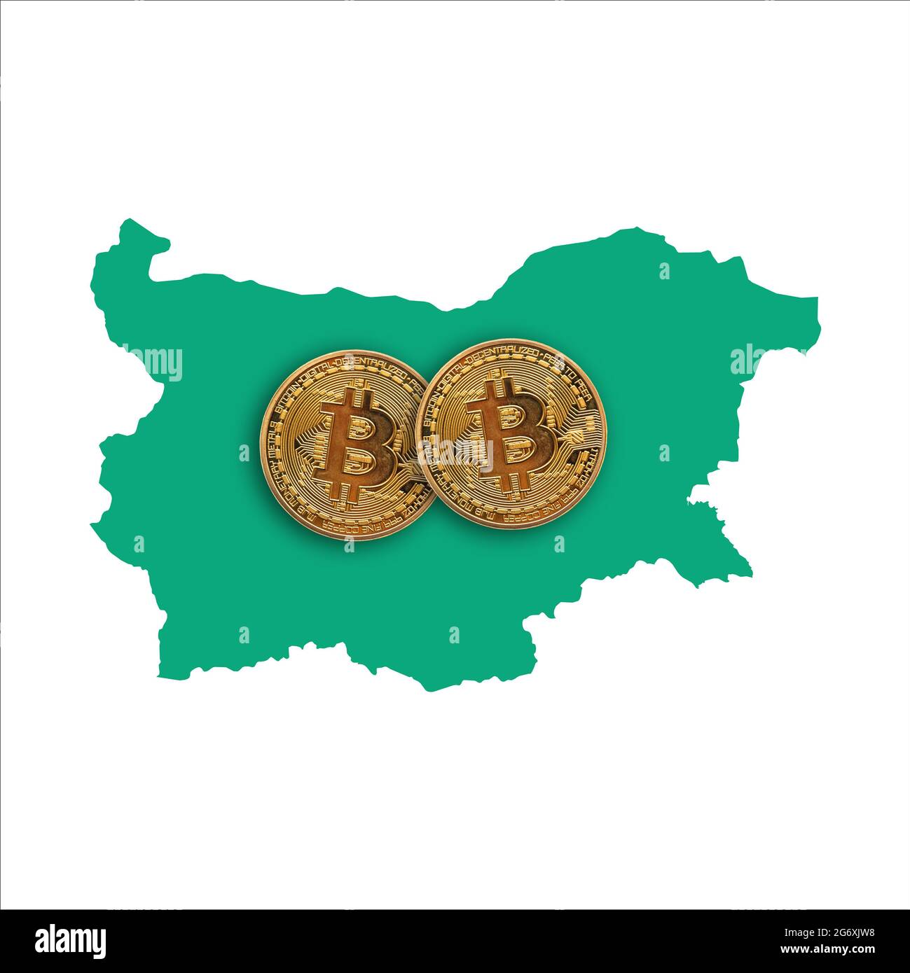 Bitcoin cryptocurrency coin on a map of Bulgaria Stock Photo - Alamy